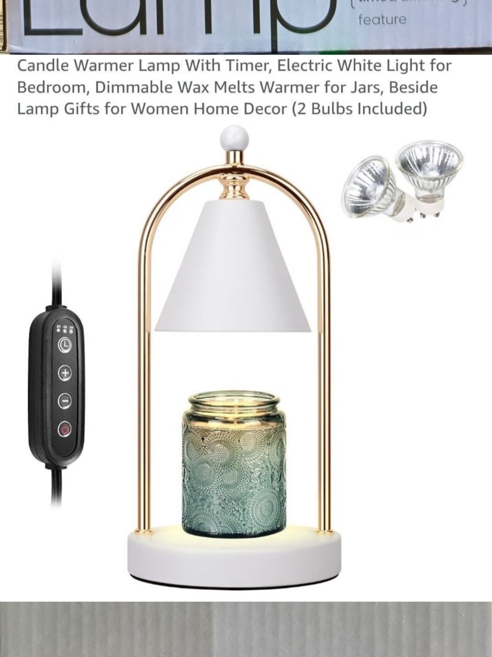 NIB Gold and White Candle Warmer Lamp –
